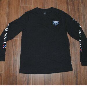 Vans Off The Wall Long Sleeve Black T Shirt Medium Chest 34" Cotton